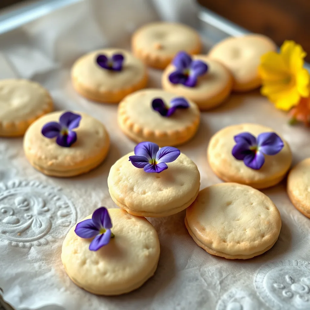 Edible Flowers on Cookies: One Flower as a Signature Mark